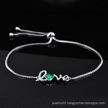 Latest Exquisite Gift Emerald Diamond 925 Silver Bracelet